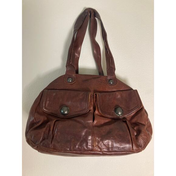 Linea Pelle Handbags - Linea Pelle Rich Brown Leather Handbag Shoulder Crossbody ~ Effortless Elegance